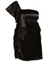 robe satin noir, épaule asymétrique en location